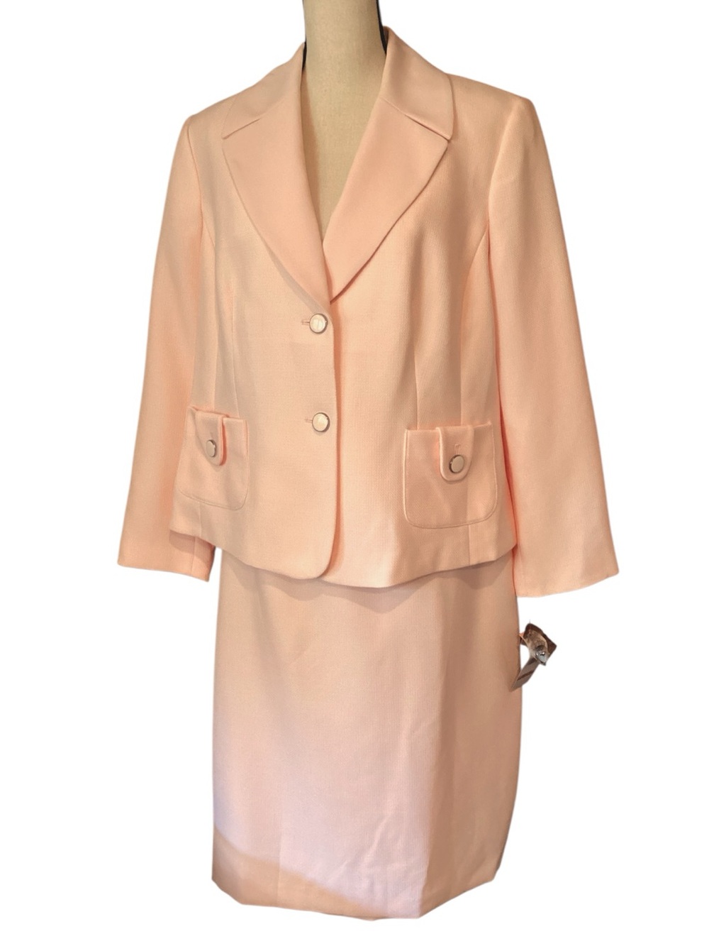 Le Suit Woman Blush Pink Skirt Suit Set 14W Career Wedding Church Formal NEW‎